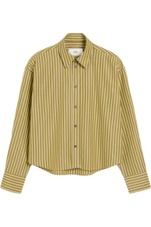 Ami Bluzki, Kobieta, Zielony, S, Bicolor Paski Khaki Koszula