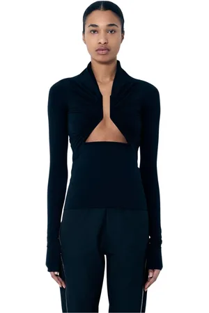 Rick Owens Koszulki, Kobieta, Czarny, M, Nylon, Ruched Cut-Out Top