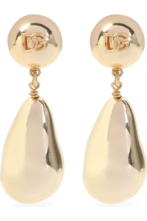 Dolce & Gabbana Akcesoria, Kobieta, Żółty, ONE SIZE, Krople Kolczyki Clips Złoto Styl