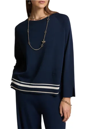 Elena Miro Swetry, Kobieta, Niebieski, S, Len, Stylowy Maglia Top
