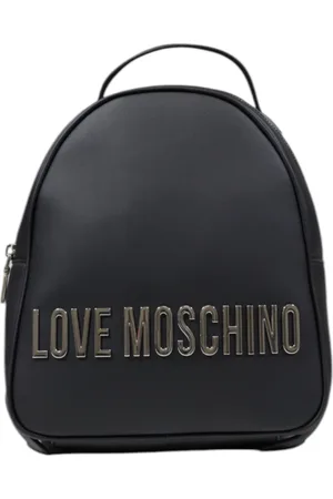 Moschino Torebki, Kobieta, Czarny, ONE SIZE, Czarny plecak z nadrukiem i zapięciem na zamek