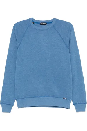 Tom Ford Bluzy, Mężczyzna, Niebieski, L, Bawełna, Bluza z mieszanki bawełny