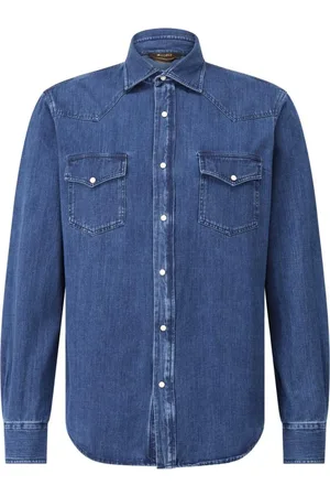 MOORER Koszule, Mężczyzna, Niebieski, 2XL, Denim, Klasyczna Koszula Denimowa