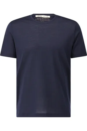 MAURIZIO BALDASSARI Koszulki, Mężczyzna, Niebieski, L, T-shirt z jedwabiu