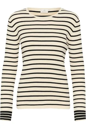 Kaffe Swetry, Kobieta, Czarny, XL, Paski Sweter w Turtledove/Czarny