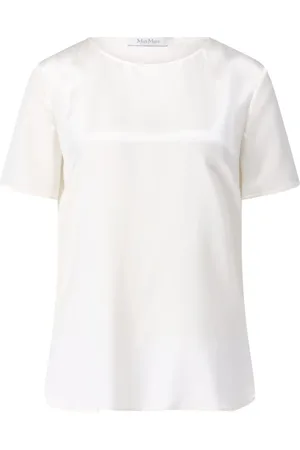Max Mara Koszulki, Kobieta, Beżowy, L, Jedwabny T-shirt z ponadczasową elegancją