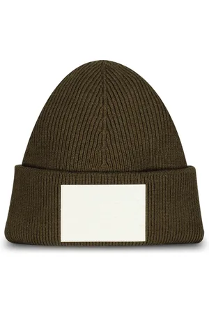 Maison Margiela Akcesoria, Kobieta, Zielony, M, Wełniana Czapka Beanie