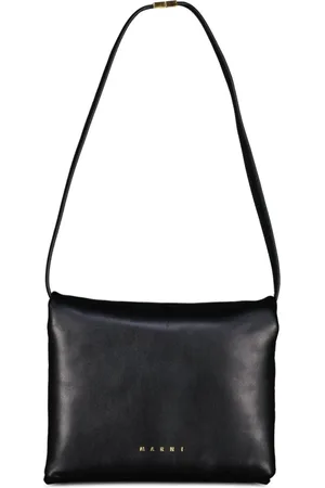 Marni Torebki, Kobieta, Czarny, ONE SIZE, Skóra, Skórzana torba na ramię z magnetycznym zapięciem