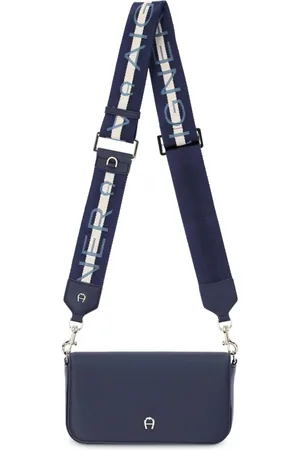 Aigner Torebki, Kobieta, Niebieski, ONE SIZE, Elegancka skórzana torba na ramię z zamknięciem na magnes