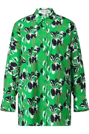 Diane von Furstenberg Bluzki, Kobieta, Zielony, L, Koszula z Bawełny z Nadrukiem i Kieszeniami