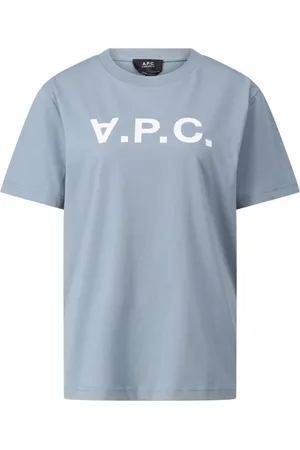 A.P.C. Koszulki, Kobieta, Niebieski, S, T-shirt z logo, Wygodny i Stylowy