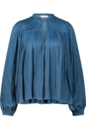 ULLA JOHNSON Bluzki, Kobieta, Niebieski, L, Bluzka satynowa Freja z eleganckimi detalami