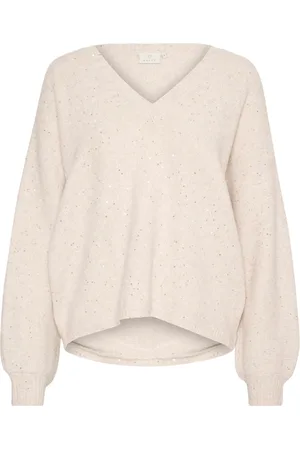 Kaffe Swetry, Kobieta, Beżowy, M, Nylon, Szara Melanżowa Sweter