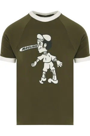 MAGLIANO Koszulki, Mężczyzna, Zielony, S, Len, Militarny Zielony T-shirt z Grafiką