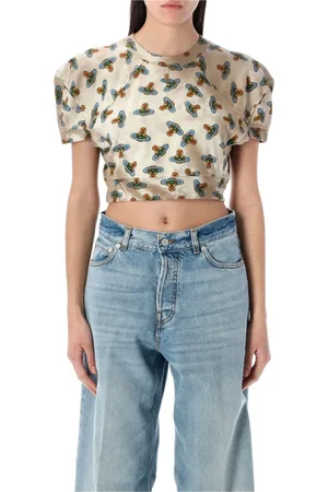 Vivienne Westwood Bluzki, Kobieta, Wielobarwność, S, Orbitowa Koszulka Piłkarska Crop