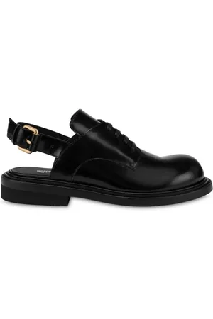 Moschino Buty, Mężczyzna, Czarny, 40 EU, Czarne Skórzane Slingbacki z Wiązaniem