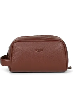 Howard London Torebki, Mężczyzna, brązowy, ONE SIZE, Skóra, Brązowa skórzana męska kosmetyczka organizer