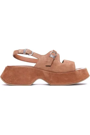 vic matiè Buty, Kobieta, brązowy, 37 1/2 EU, Brązowe Sandały z Zapięciem na Pięcie