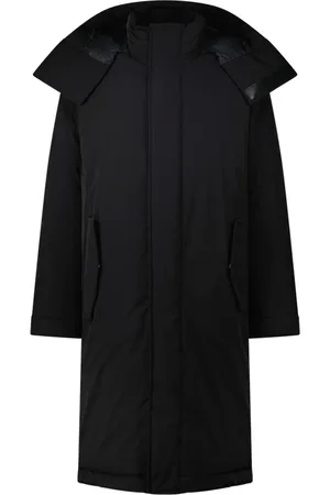 HUGO BOSS Płaszcze, Mężczyzna, Czarny, S, Stylowa Parka z Wysokim Kołnierzem
