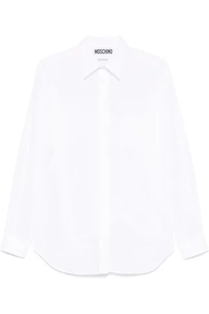 Moschino Bluzki, Kobieta, Biały, M, Biała Koszula z Guzikami Krzywym Dołem