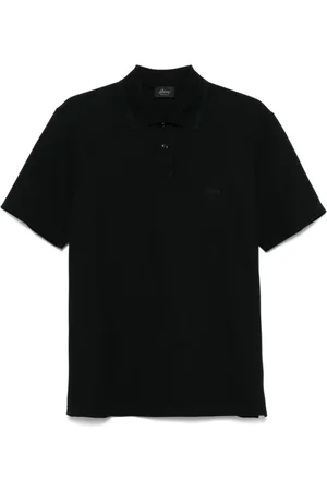 BRIONI Koszulki, Mężczyzna, Czarny, 3XL, Czarna zapięta na guziki kieszonka polo