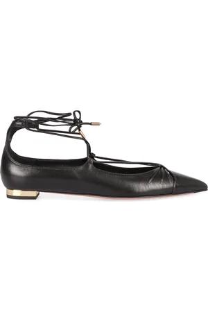 Aquazzura Buty, Kobieta, Czarny, 41 EU, Płaskie baletki z ostro zakończonym noskiem i złotym obcasem