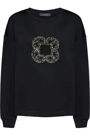 Elena Miro Bluzy, Kobieta, Czarny, M, Len, Casual Bawełniany T-shirt