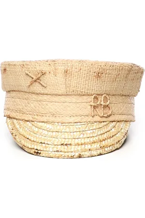 Ruslan Baginskiy Akcesoria, Kobieta, Beżowy, S, Baker Boy Straw Hat