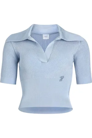 Patou Swetry, Kobieta, Niebieski, L, Haftowany Logo Koszulka Polo z Dekoltem w Literę V