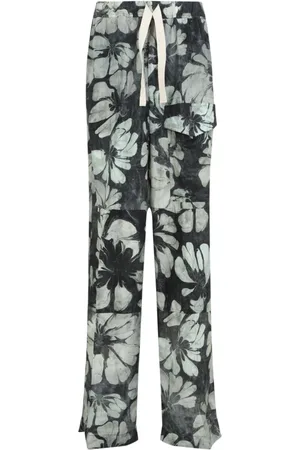 DRIES VAN NOTEN Spodnie, Mężczyzna, Wielobarwność, L, Zielone spodnie Pannoch