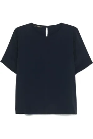 SEVENTY BY SERGIO TEGON Bluzki, Kobieta, Niebieski, L, Niebieska Elegancka Bluzka z Jedwabnym Dopełnieniem