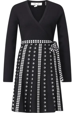 Diane von Furstenberg Sukienki, Kobieta, Czarny, L, Sukienka Ołówkowa z Długimi Rękawami