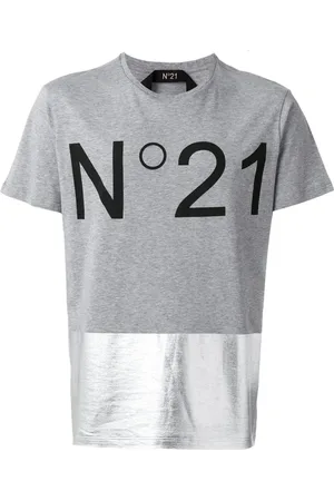 Nº21 Koszulki, Mężczyzna, Szary, M, Szara Bawełniana Koszulka