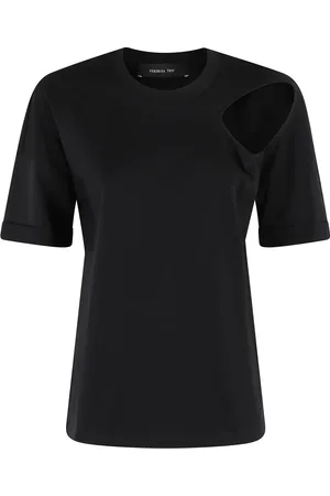 FEDERICA TOSI Koszulki, Kobieta, Czarny, 2XS, Jersey Cut Out Top