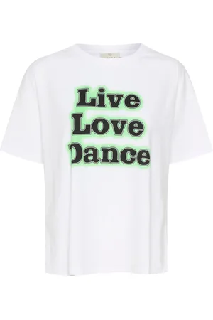 Kaffe Koszulki, Kobieta, Biały, M, Graficzny T-shirt Top Biały Optyczny