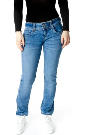 Pepe Jeans Jeansy, Kobieta, Niebieski, W28 L32, Denim, Klasyczne Straight Fit Midwaist Jeansy