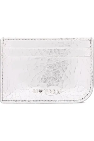Alexander McQueen Akcesoria, Kobieta, Szary, ONE SIZE, Zamsz, Srebrny Uchwyt na Karty