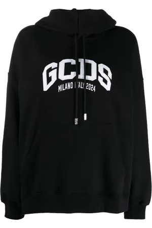 GCDS Bluzy, Mężczyzna, Czarny, L, Czarna Luźna Bluza dla Mężczyzn
