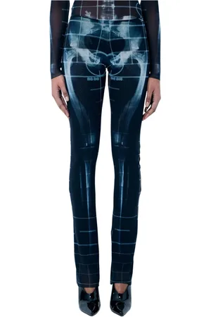 Jean Paul Gaultier Spodnie, Kobieta, Czarny, XS, Spodnie Squeletor z siateczki