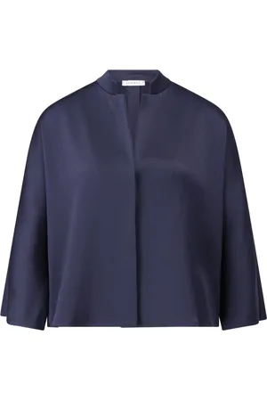 ROSSO35 Bluzki, Kobieta, Niebieski, 2XL, Satinowa Oversize Bluzka z Rękawami Nietoperza