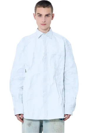 Vetements Koszule, Mężczyzna, Biały, S, Metalizowana Zmarszczona Koszula