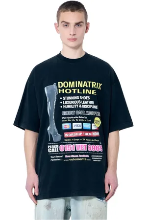 Vetements Koszulki, Mężczyzna, Czarny, S, Oversize T-shirt z Graficznym Nadrukiem z Bawełnianej Dżersejowej Tkaniny