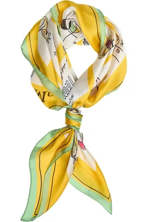 Moschino Akcesoria, Kobieta, Wielobarwność, ONE SIZE, Elegancki Żółty Jedwabny Szalik