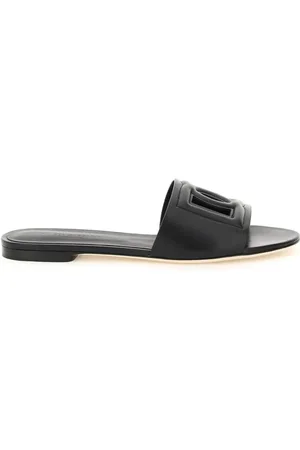 Dolce & Gabbana Buty, Kobieta, Czarny, 36 EU, Eleganckie Płaskie Sandały