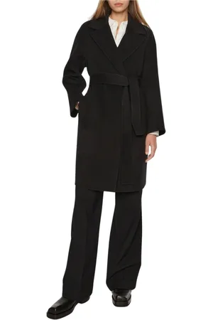 MARELLA Płaszcze, Kobieta, Czarny, S, Elegancki Czarny Płaszcz Marna