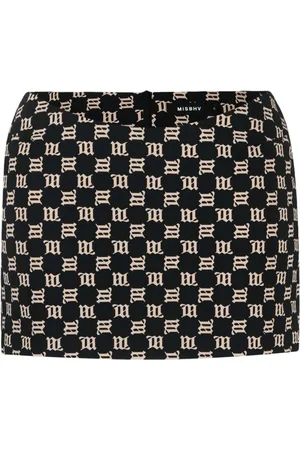 MISBHV Spódnice, Kobieta, Wielobarwność, M, Monogram Mini Spódnica Czarno-Beżowa