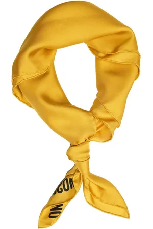 Moschino Akcesoria, Kobieta, Żółty, ONE SIZE, Żółty Jedwabny Szalik ze Smerfem
