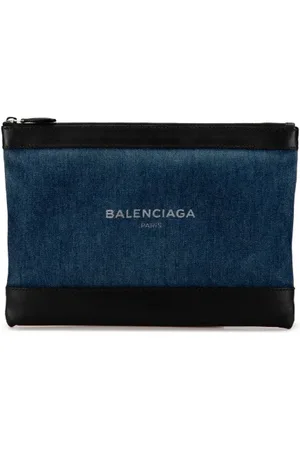 Balenciaga Pre-owned, Kobieta, Niebieski, ONE SIZE, Skóra, Pre-owned Canvas clutches