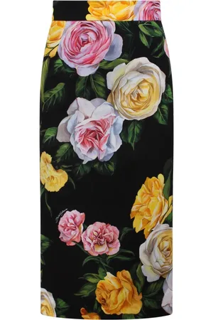 Dolce & Gabbana Spódnice, Kobieta, Wielobarwność, M, Kwiatowy Print Jedwabna Spódnica Midi