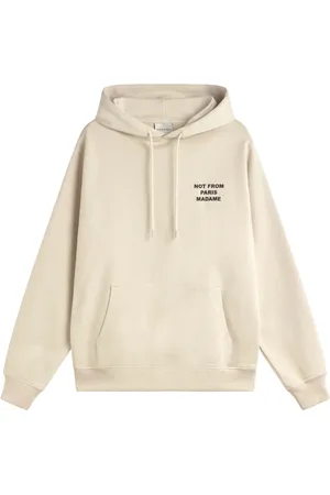 Drôle de Monsieur Bluzy, Mężczyzna, Beżowy, S, Odważny Slogan Bluza z Kapturem w Beżu
